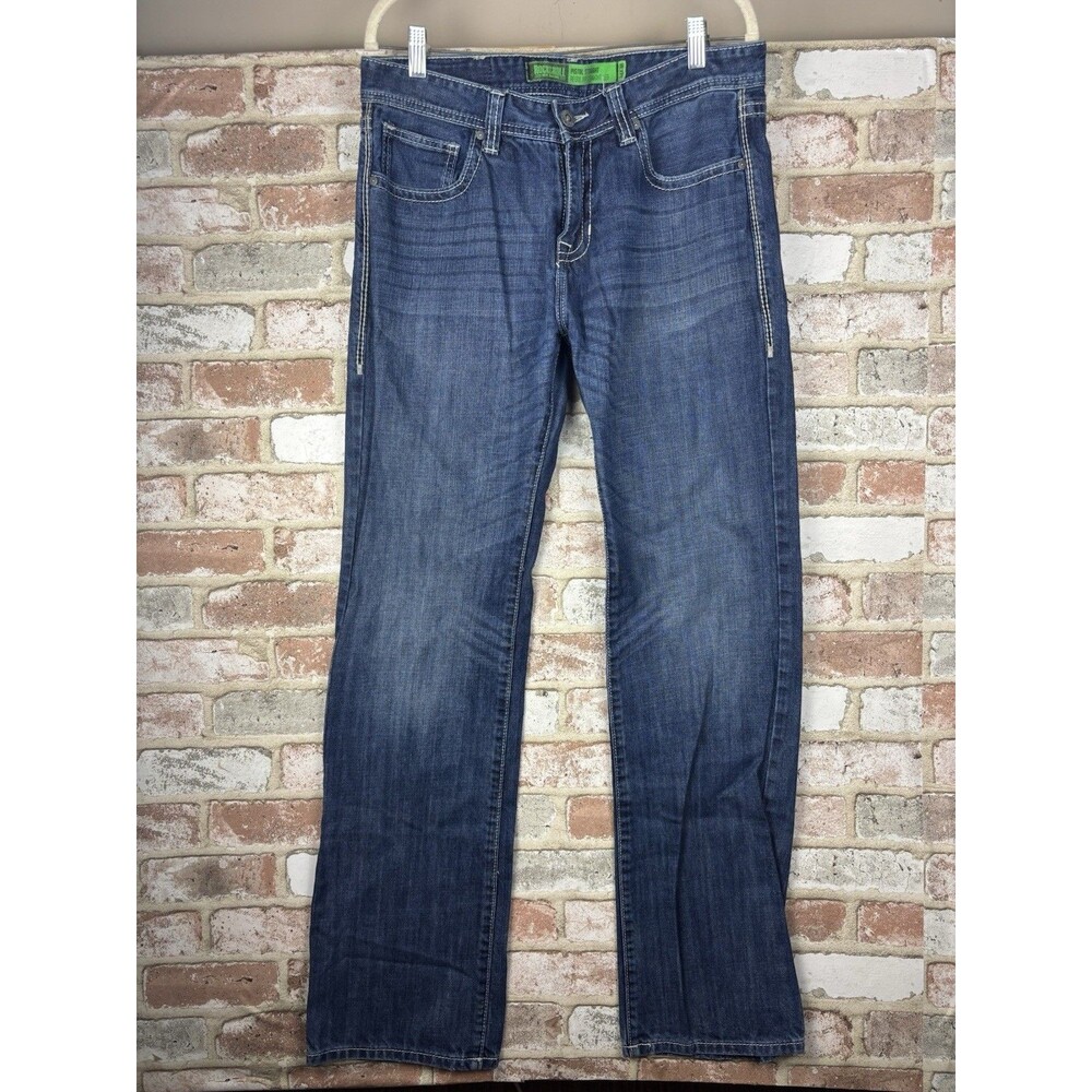 Rock & Roll Cowboy Western Jeans Mens 34x36 Pistol Regular Straight Blue Denim